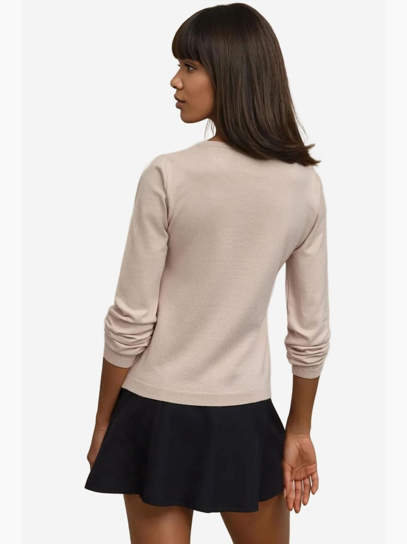 Maglione basic girocollo in misto viscosa hiccup Beige argilla - Kiabi