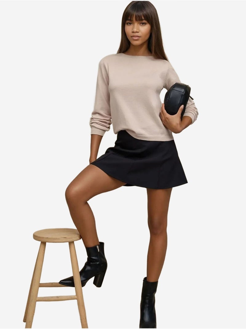Maglione basic girocollo in misto viscosa hiccup Beige argilla - Kiabi