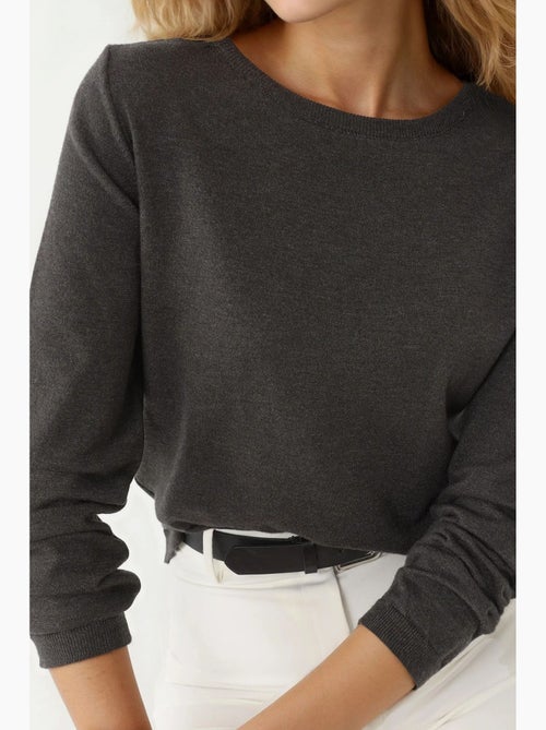 Maglione basic girocollo in misto viscosa hiccup - Kiabi Maglione basic girocollo in misto viscosa hiccup - Kiabi