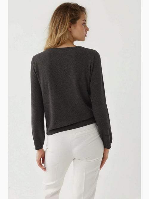 Maglione basic girocollo in misto viscosa hiccup - Kiabi Maglione basic girocollo in misto viscosa hiccup - Kiabi
