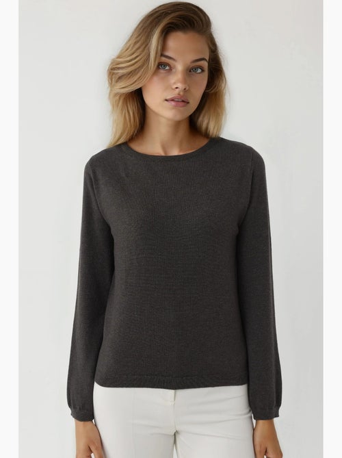 Maglione basic girocollo in misto viscosa hiccup - Kiabi Maglione basic girocollo in misto viscosa hiccup - Kiabi