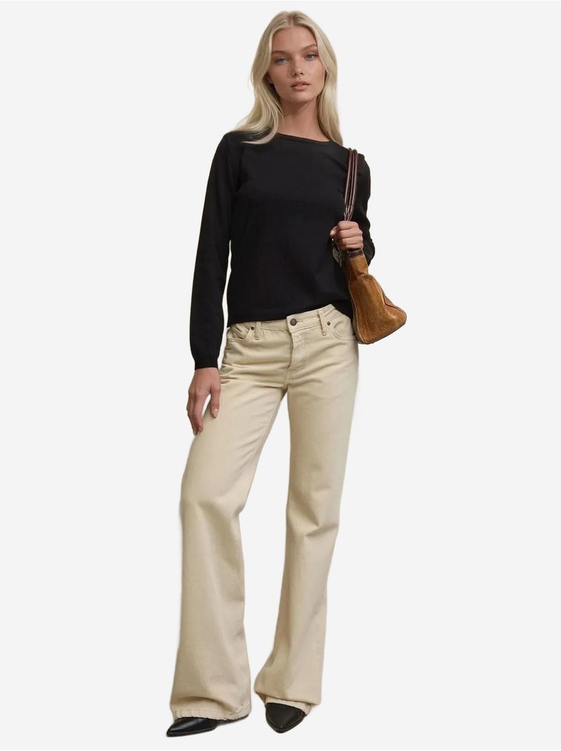 Maglione basic girocollo in misto viscosa hiccup Nero - Kiabi