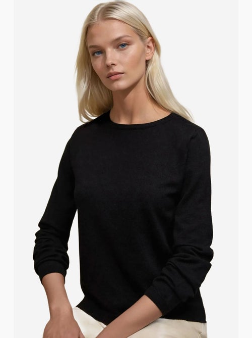 Maglione basic girocollo in misto viscosa hiccup - Kiabi Maglione basic girocollo in misto viscosa hiccup - Kiabi