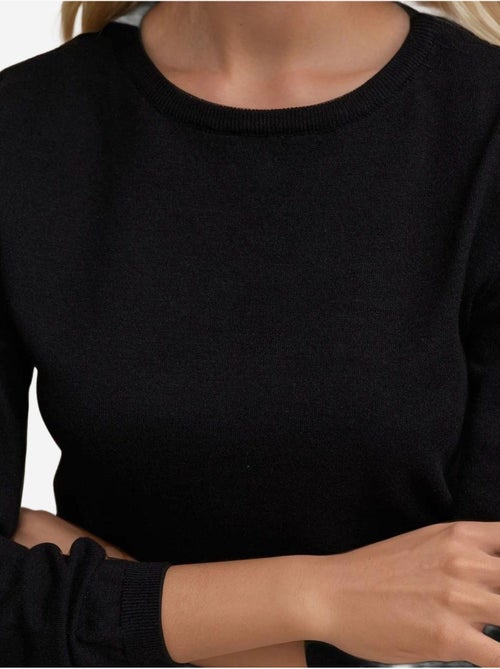 Maglione basic girocollo in misto viscosa hiccup - Kiabi Maglione basic girocollo in misto viscosa hiccup - Kiabi