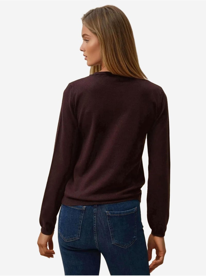 Maglione basic girocollo in misto viscosa hiccup Rosso cashmere - Kiabi