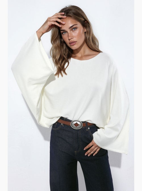 Maglione basic in maglia morbida con scollo a barca hiccup - Kiabi Maglione basic in maglia morbida con scollo a barca hiccup - Kiabi