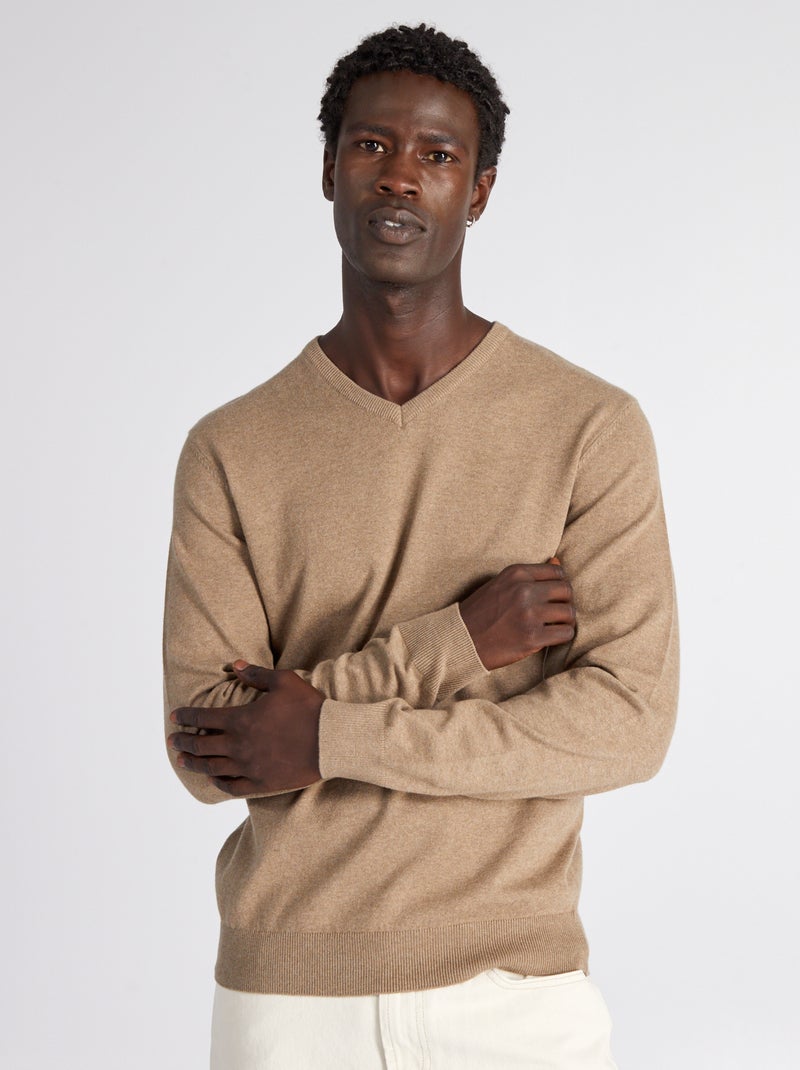 Maglione basic in maglia tinta unita BEIGE - Kiabi