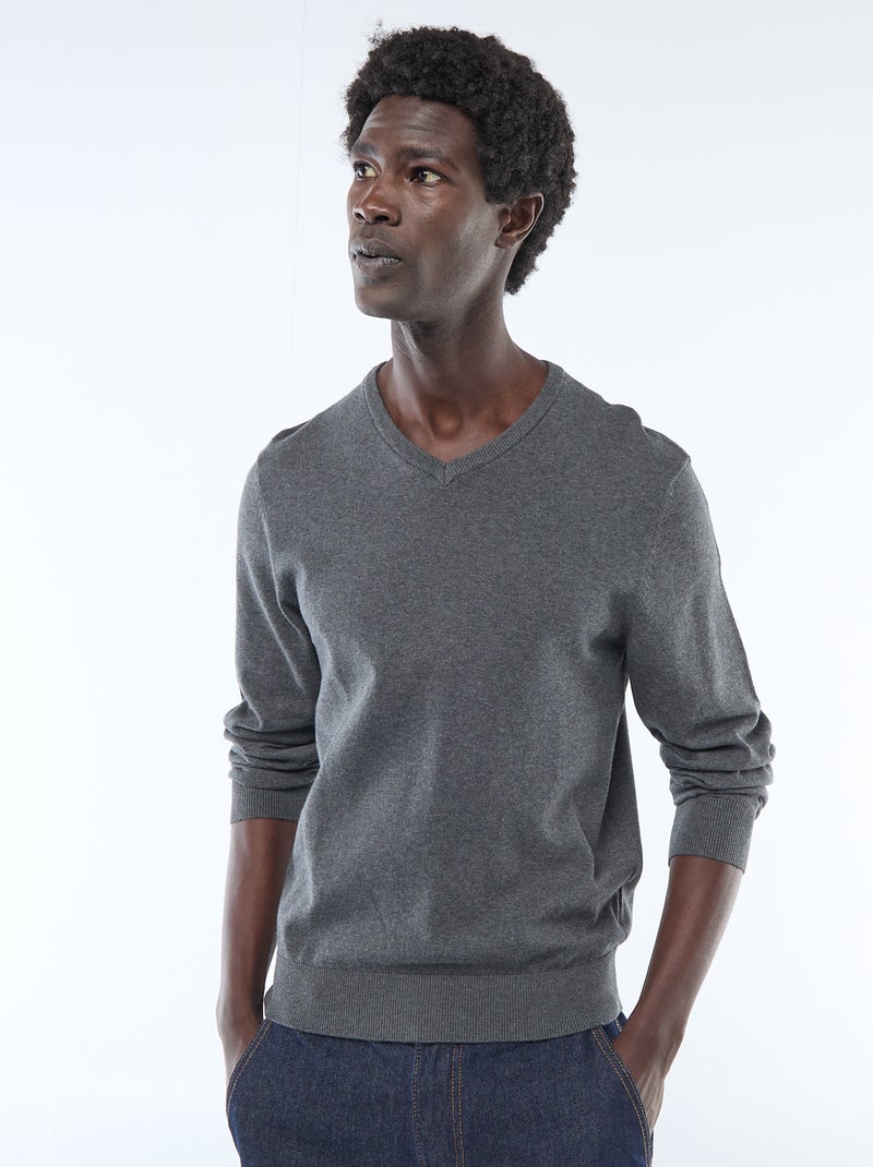 Maglione basic in maglia tinta unita GRIGIO - Kiabi