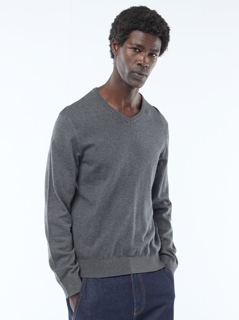 Maglione basic in maglia tinta unita GRIGIO - Kiabi