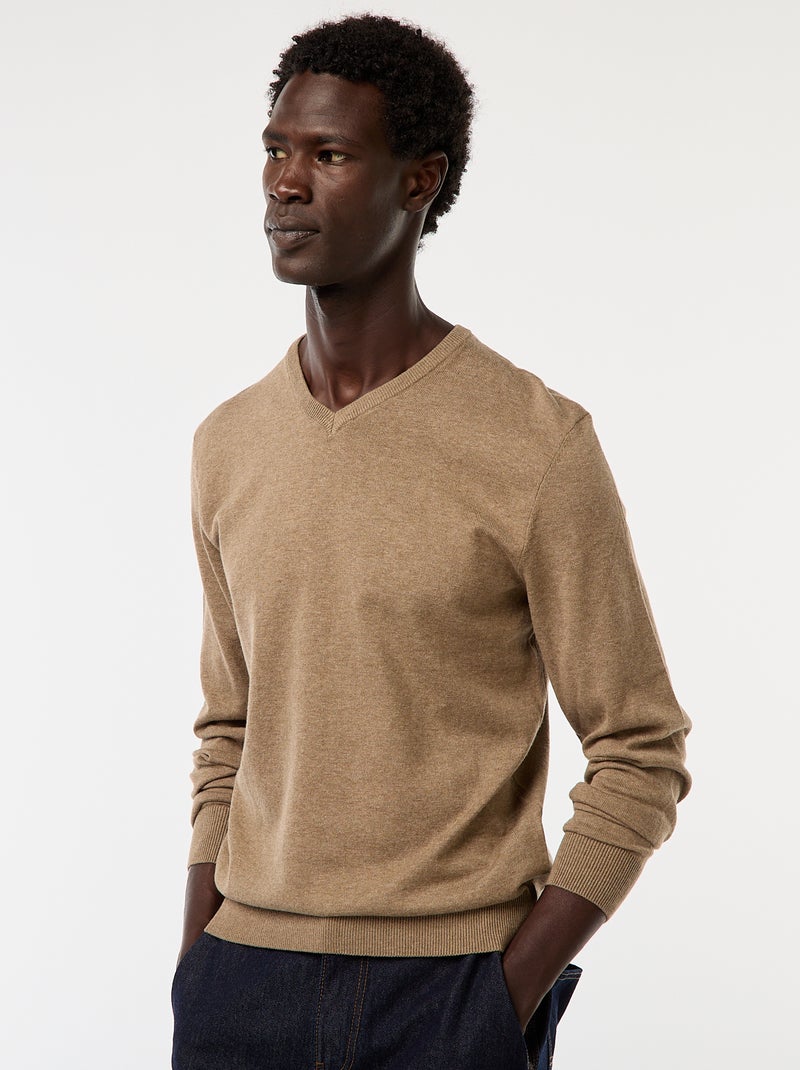 Maglione basic in maglia tinta unita Marrone - Kiabi