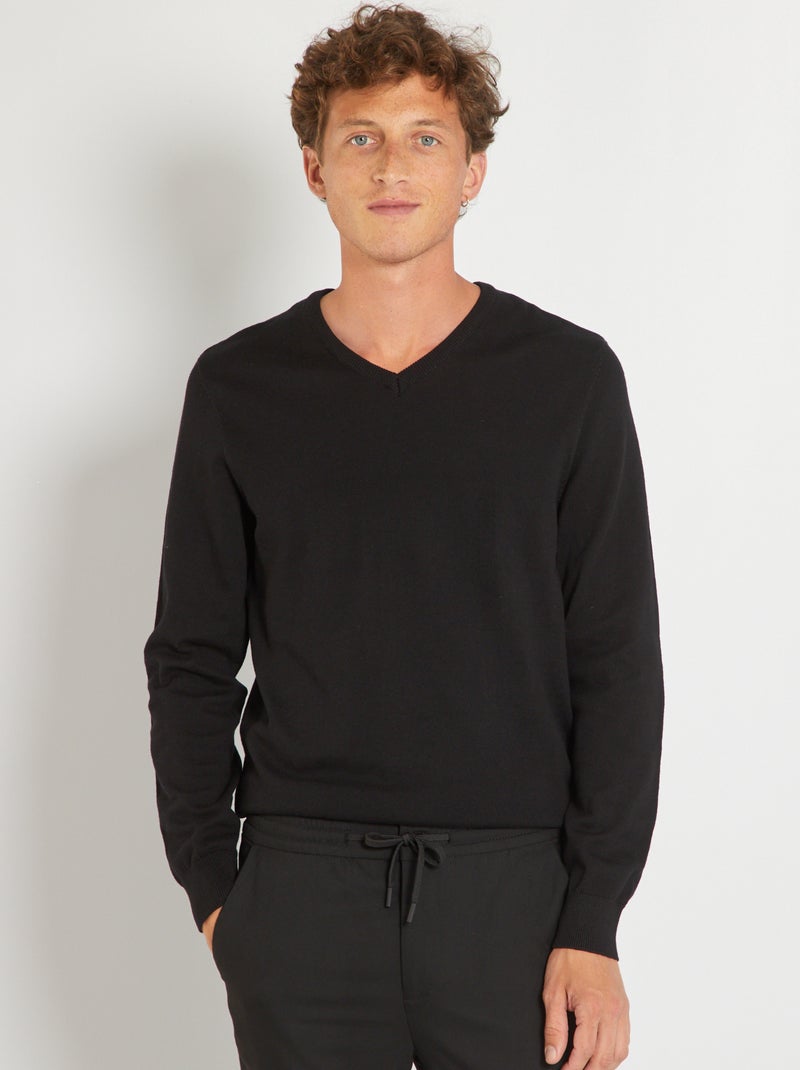 Maglione basic in maglia tinta unita Nero - Kiabi