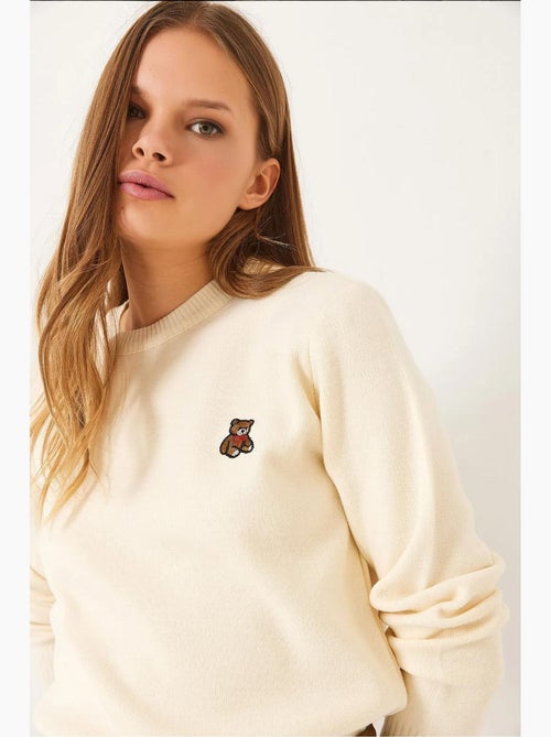 Maglione basic ricamato teddy lucci - Kiabi Maglione basic ricamato teddy lucci - Kiabi