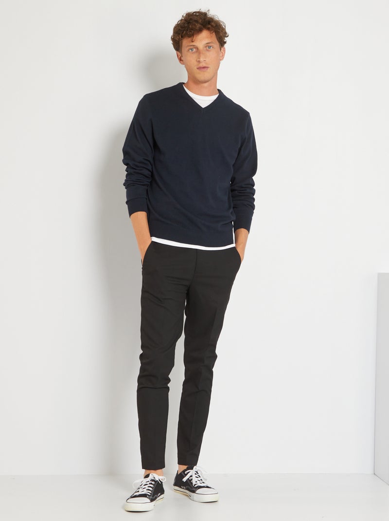 Maglione basico in maglia tinta unita blu - Kiabi