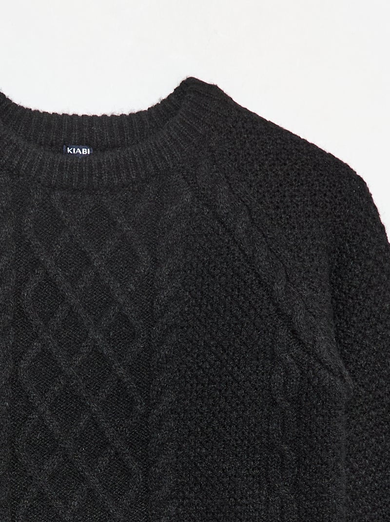 Maglione caldo a girocollo tinta unita Nero - Kiabi