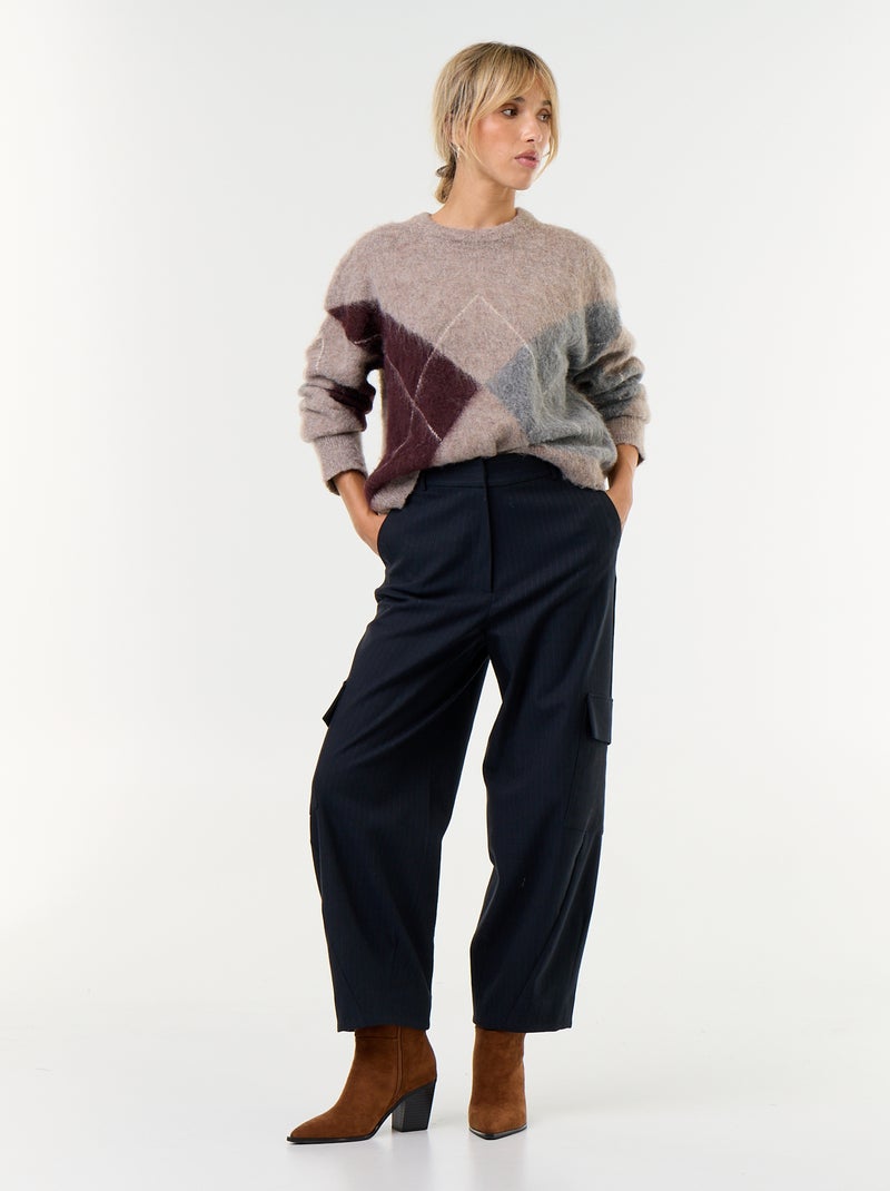 Maglione caldo in maglia con lana a girocollo - Natale Marrone - Kiabi