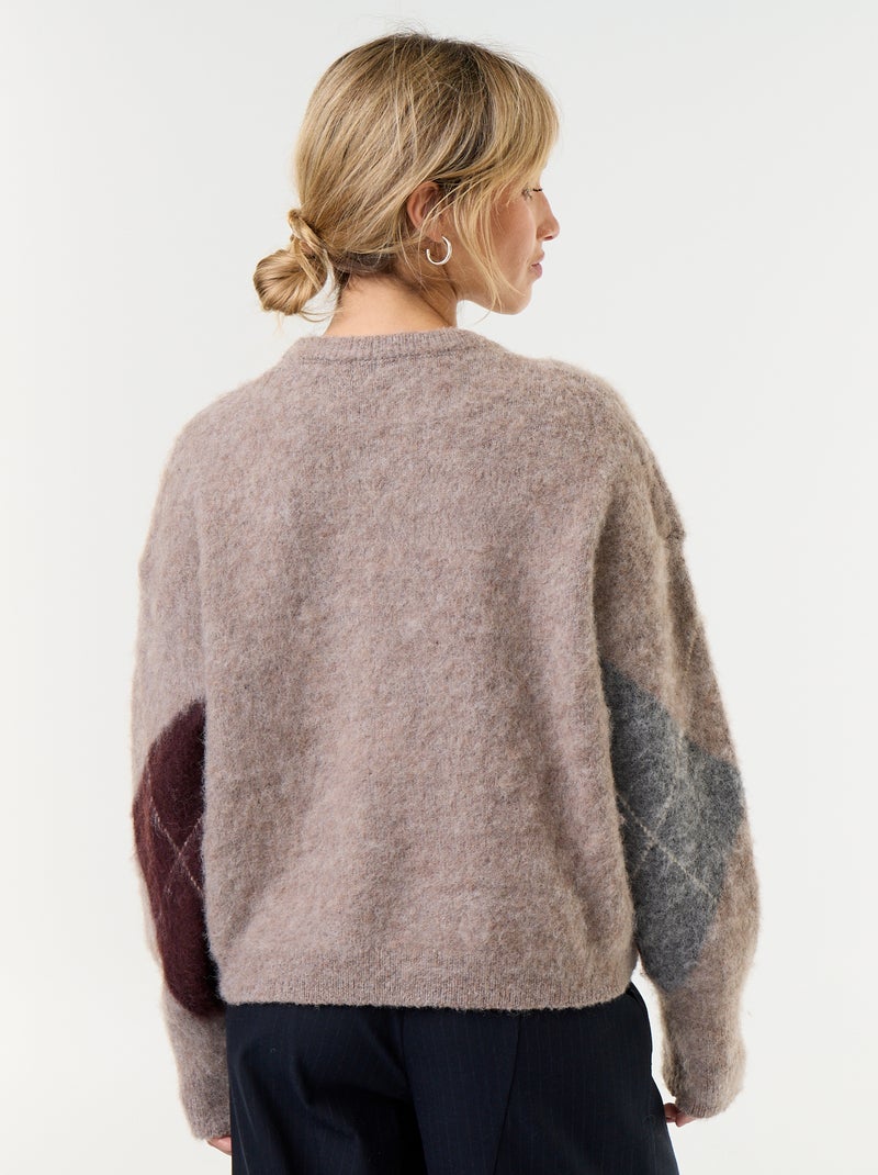 Maglione caldo in maglia con lana a girocollo - Natale Marrone - Kiabi