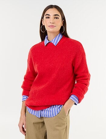 Maglione caldo in mohair a girocollo