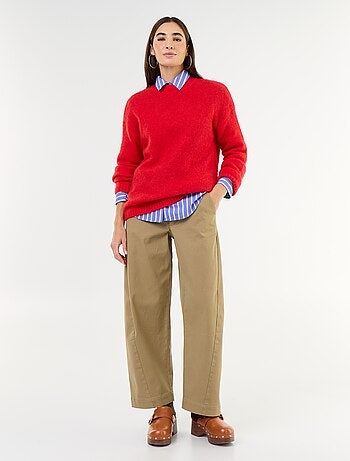 Maglione caldo in mohair a girocollo