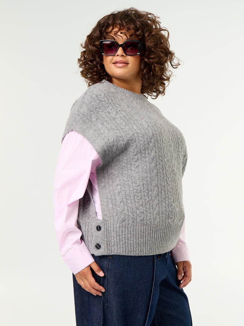 Maglione camicia 2-in-1 Grigio - Kiabi