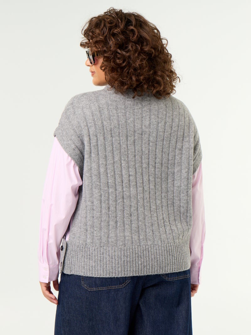Maglione camicia 2-in-1 Grigio - Kiabi