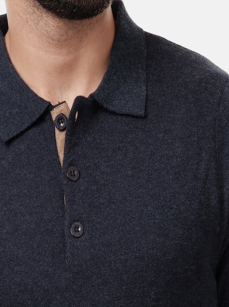 Maglione col polo Blu marino - Kiabi