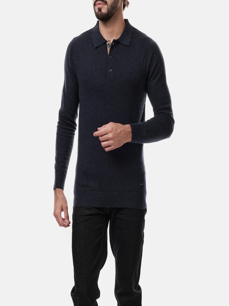 Maglione col polo Blu marino - Kiabi