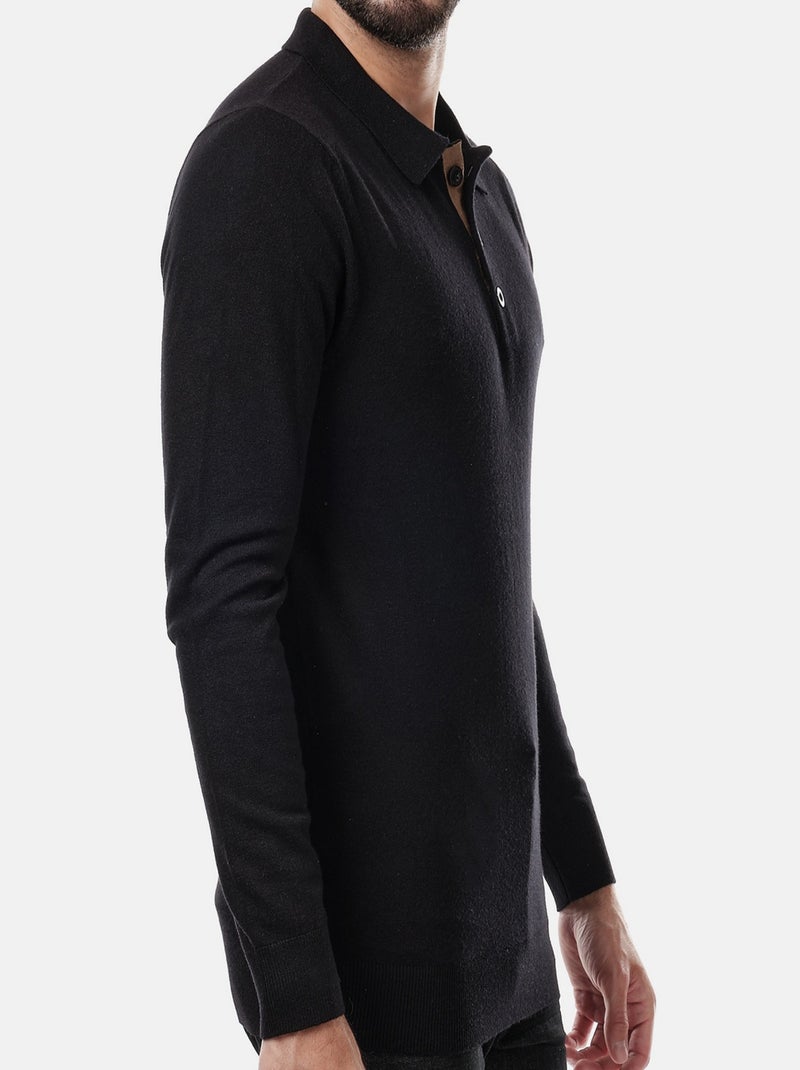 Maglione col polo Nero - Kiabi