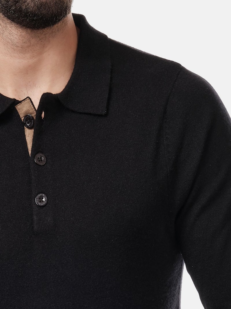 Maglione col polo Nero - Kiabi