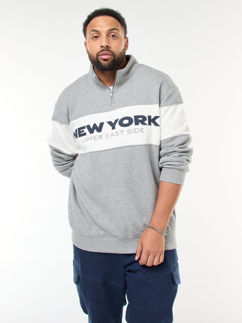 Maglione collo a camionista stile colorblock in felpa Grigio - Kiabi