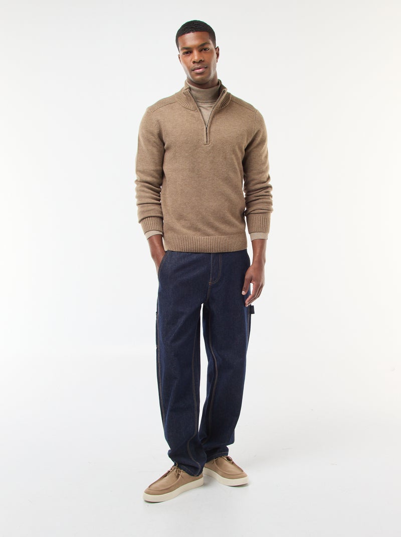 Maglione collo a lupetto in maglia a punto grosso Beige - Kiabi