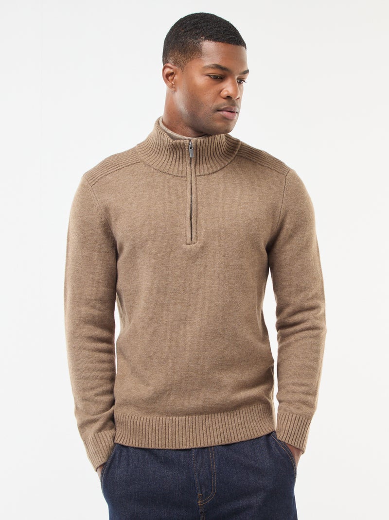 Maglione collo a lupetto in maglia a punto grosso Beige - Kiabi