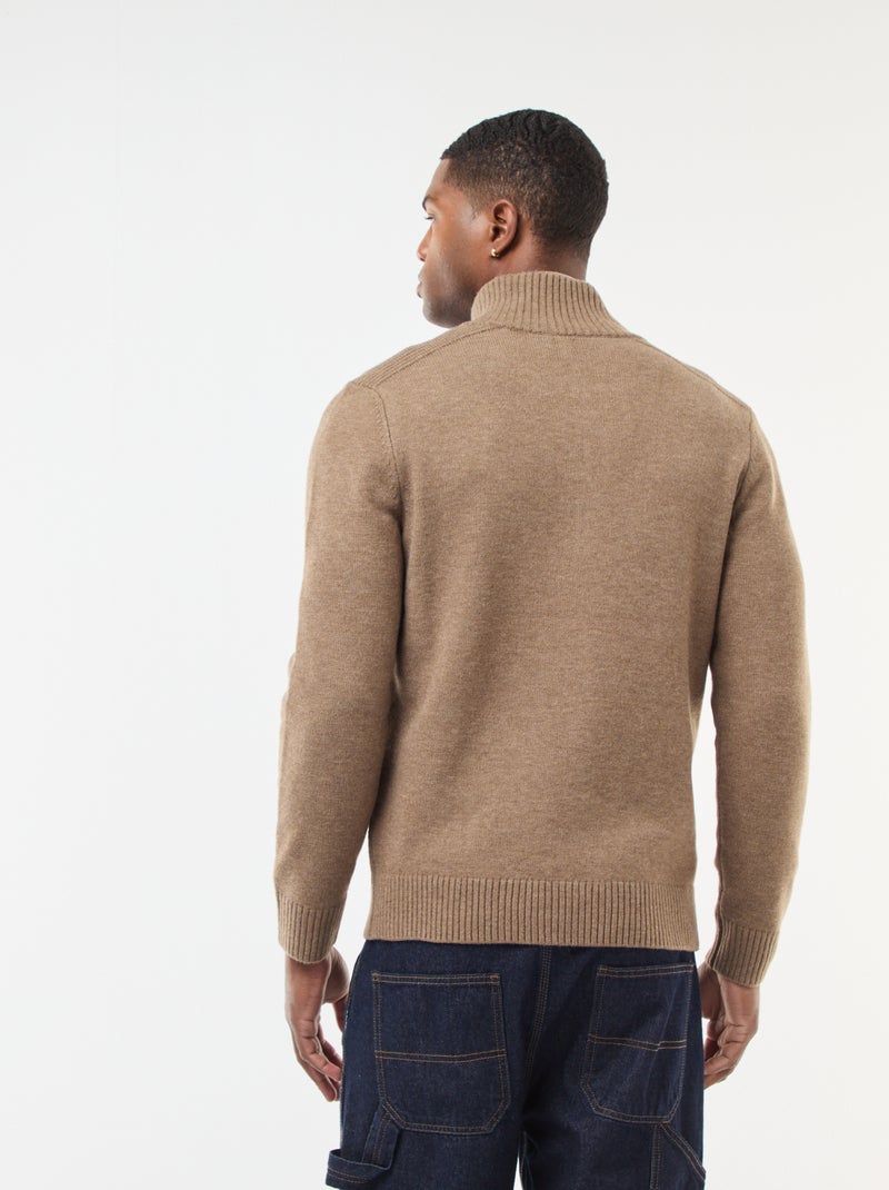 Maglione collo a lupetto in maglia a punto grosso Beige - Kiabi