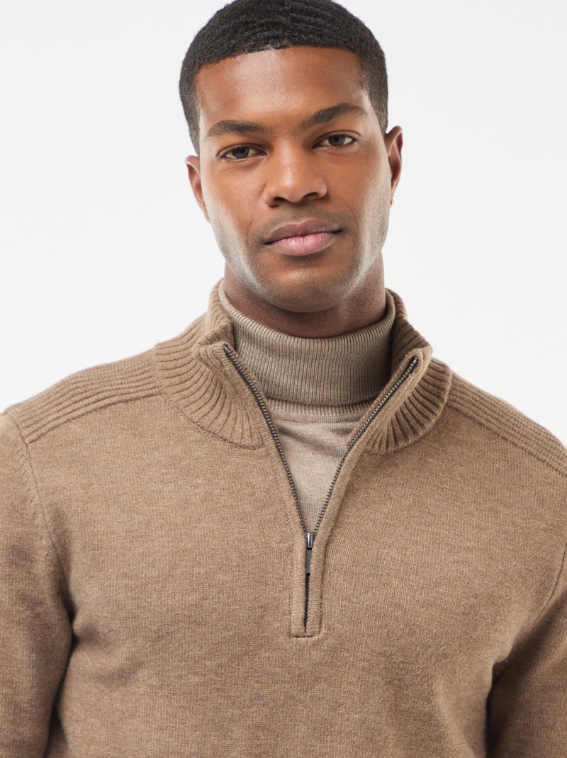 Maglione collo a lupetto in maglia a punto grosso Beige - Kiabi