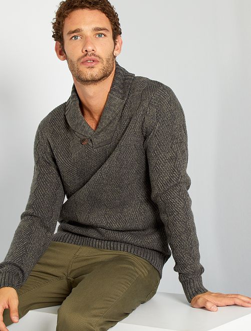 Maglione collo a scialle - KAKI - Kiabi - 20.00€