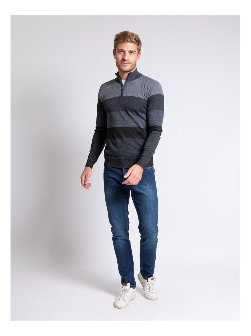 Maglione collo alto zip LOSIBIL Grigio scuro - Kiabi