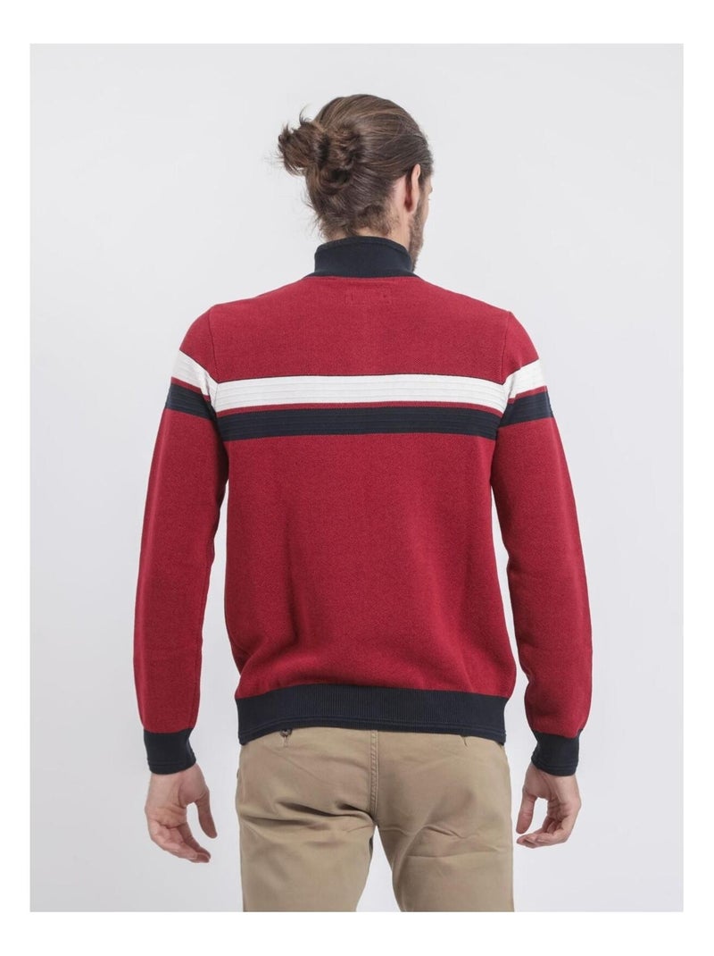Maglione collo alto zip puro cotone LODJEFF Rosso - Kiabi