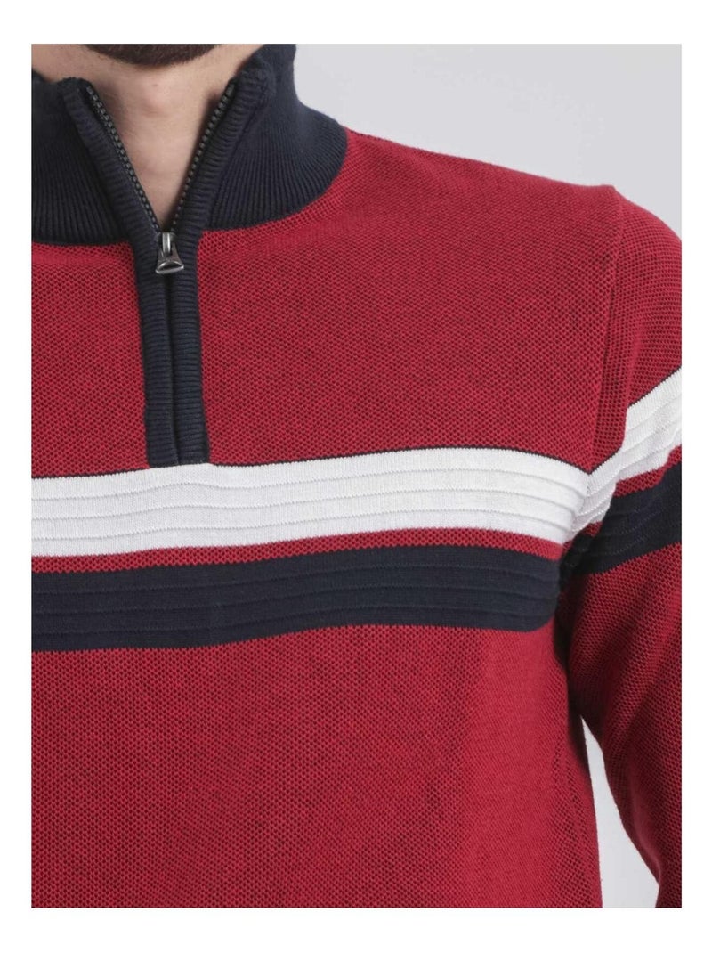 Maglione collo alto zip puro cotone LODJEFF Rosso - Kiabi