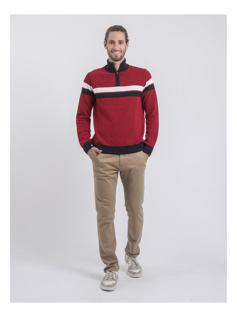 Maglione collo alto zip puro cotone LODJEFF Rosso - Kiabi