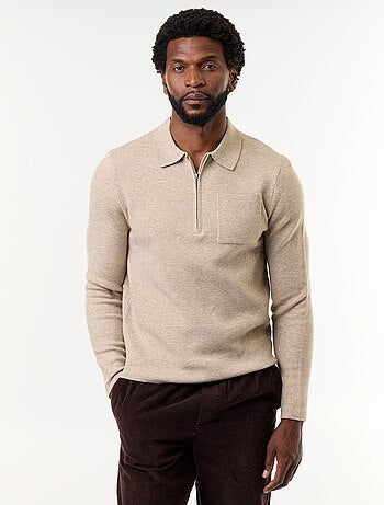 Maglione collo polo con zip