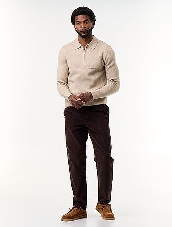 Maglione collo polo con zip