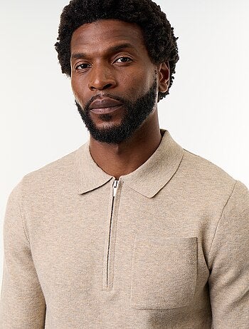 Maglione collo polo con zip
