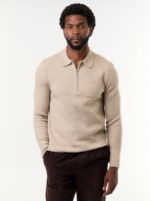 Maglione collo polo con zip - Kiabi Maglione collo polo con zip - Kiabi