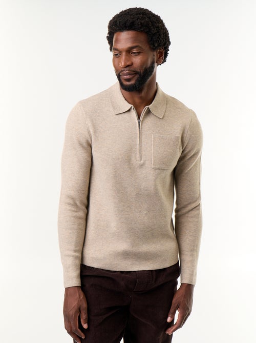 Maglione collo polo con zip - Kiabi Maglione collo polo con zip - Kiabi