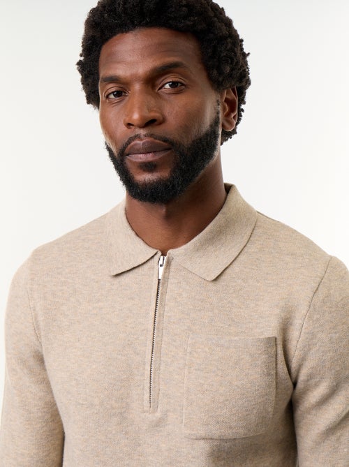 Maglione collo polo con zip - Kiabi Maglione collo polo con zip - Kiabi