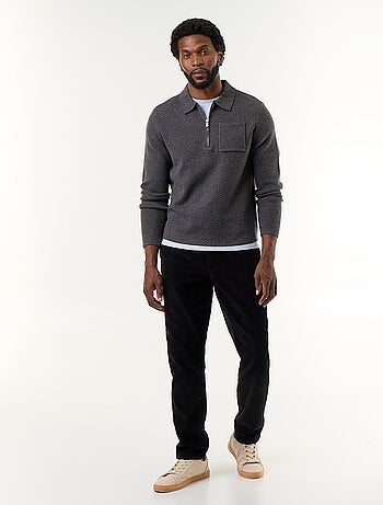 Maglione collo polo con zip