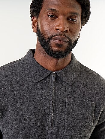 Maglione collo polo con zip