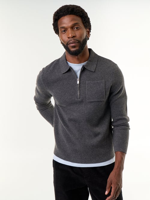 Maglione collo polo con zip - Kiabi Maglione collo polo con zip - Kiabi