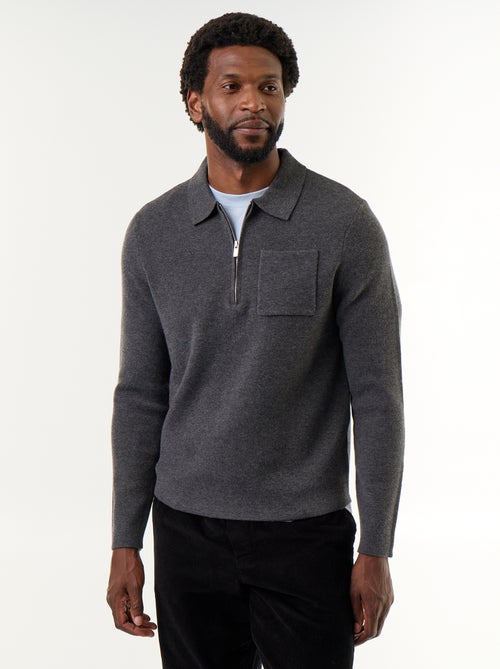 Maglione collo polo con zip - Kiabi Maglione collo polo con zip - Kiabi