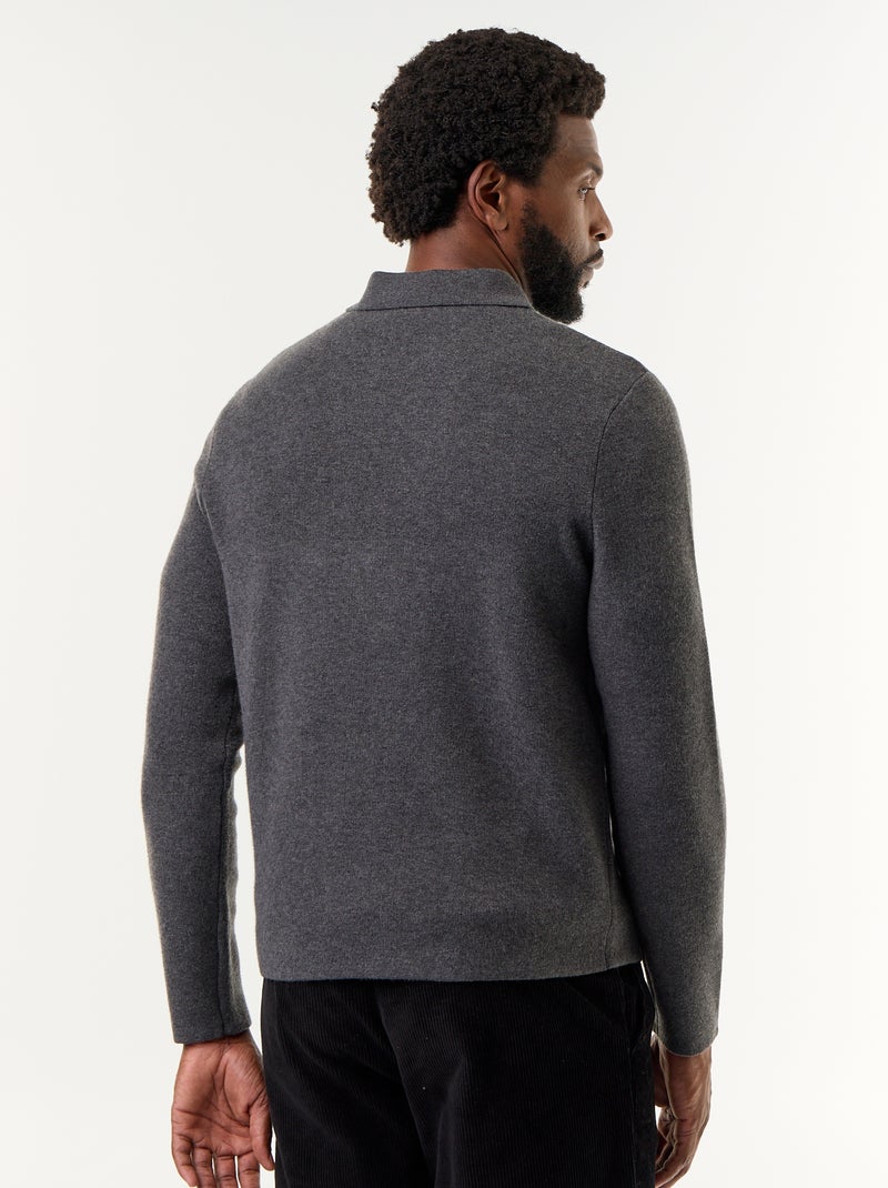 Maglione collo polo con zip Grigio - Kiabi