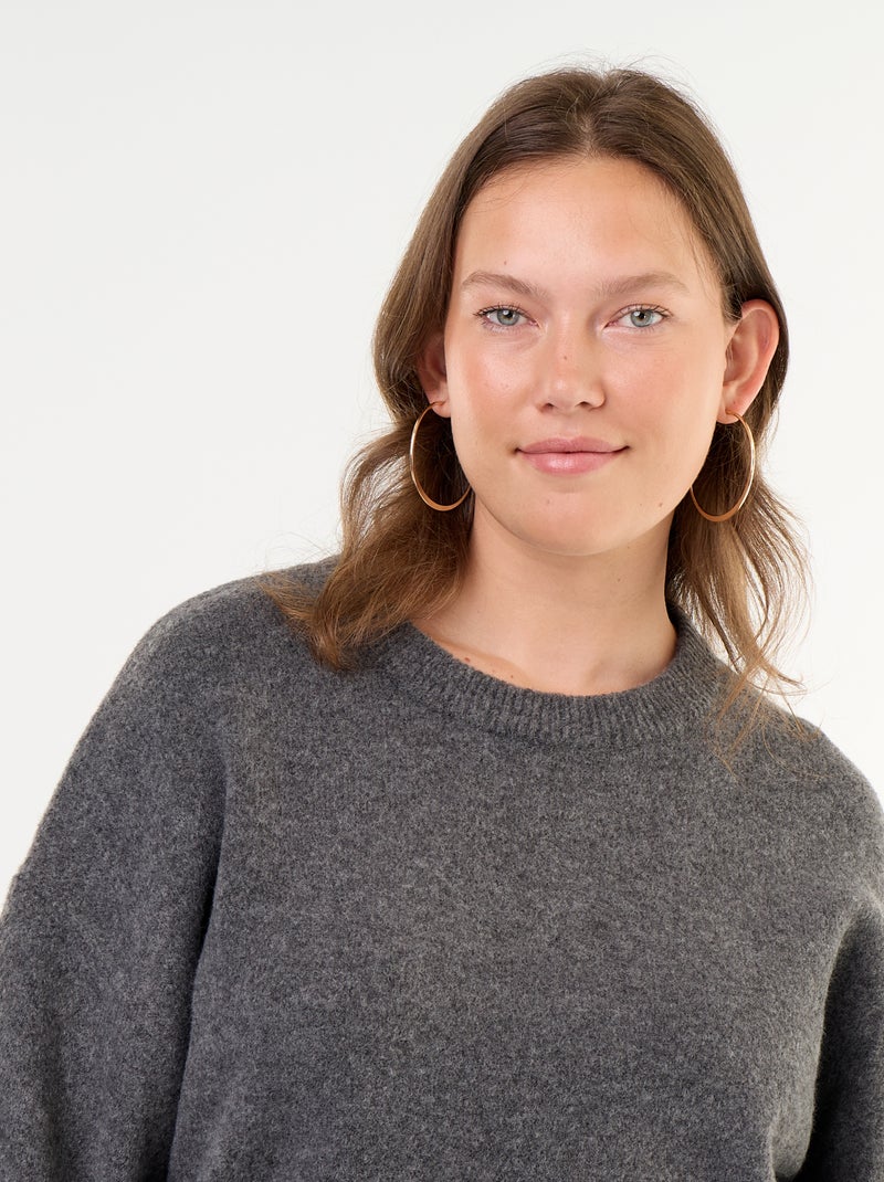Maglione collo rotondo maniche ampie con foulard abbinato Grigio - Kiabi